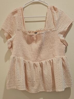 torrid Blush Pink Eyelet Smocked Peplum Top